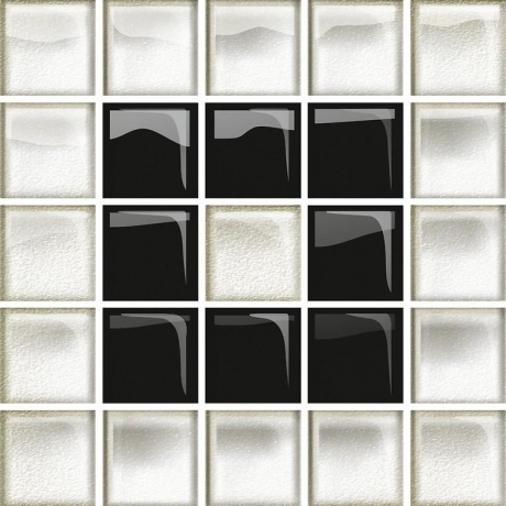Opoczno Glass White/Black Mosaic  B New OD660-117