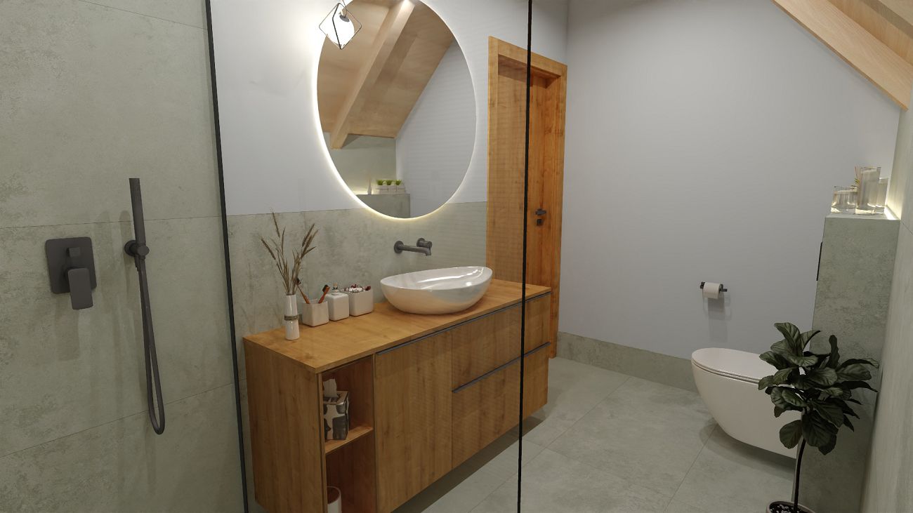 Projekt łazienki wykonany przez salon łazienek BLU Rzeszów