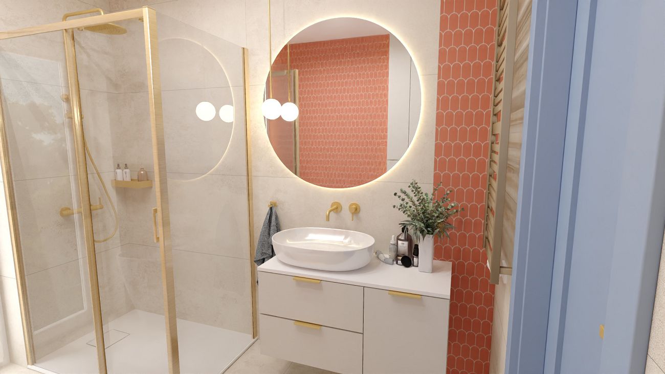 Projekt łazienki wykonany przez salon łazienek BLU Rzeszów