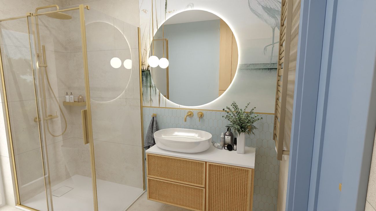 Projekt łazienki wykonany przez salon łazienek BLU Rzeszów