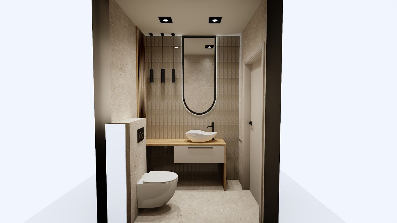 Projekt łazienki wykonany przez salon łazienek BLU Zielona Góra