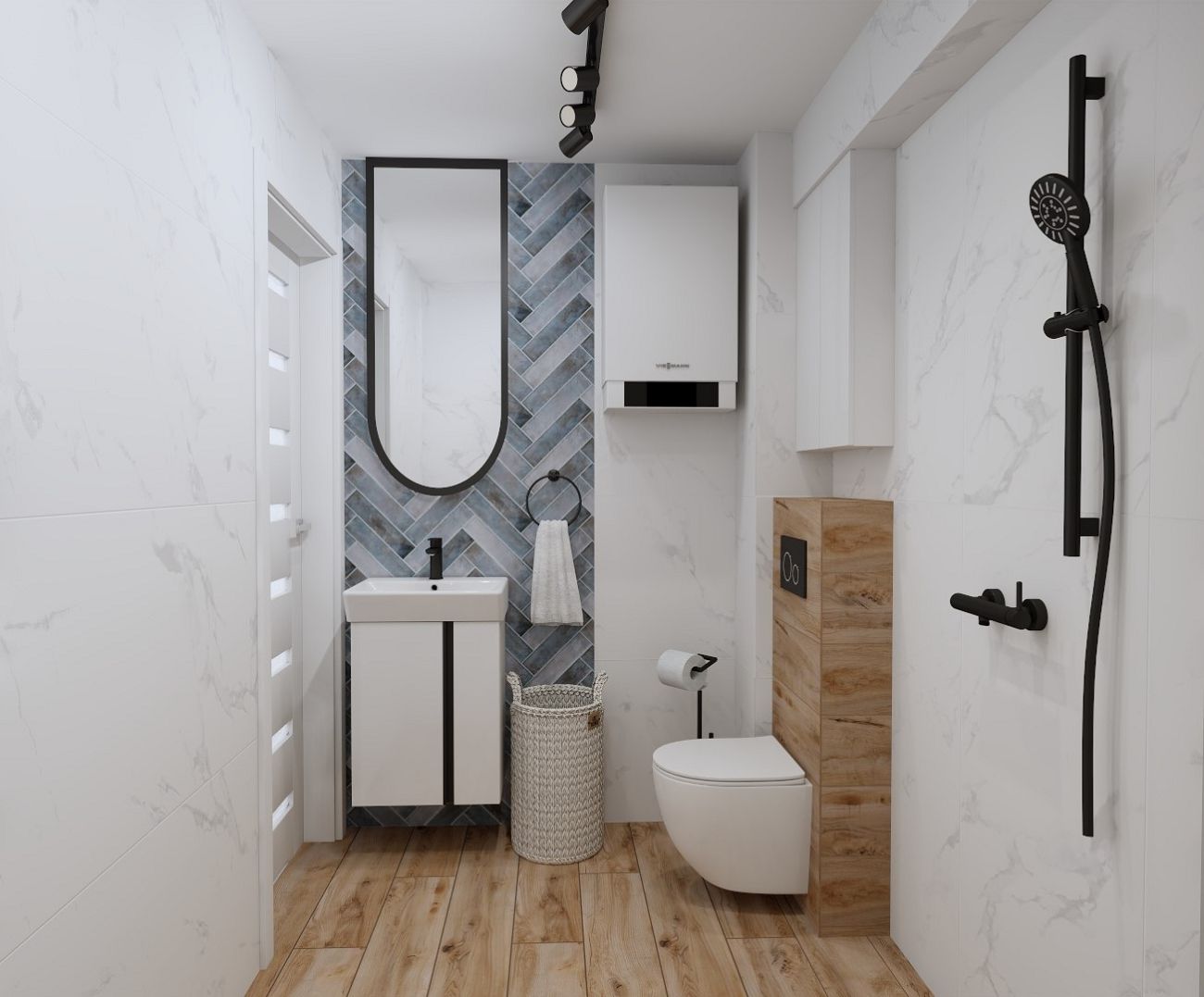 Projekt łazienki wykonany przez salon łazienek BLU Zielona Góra
