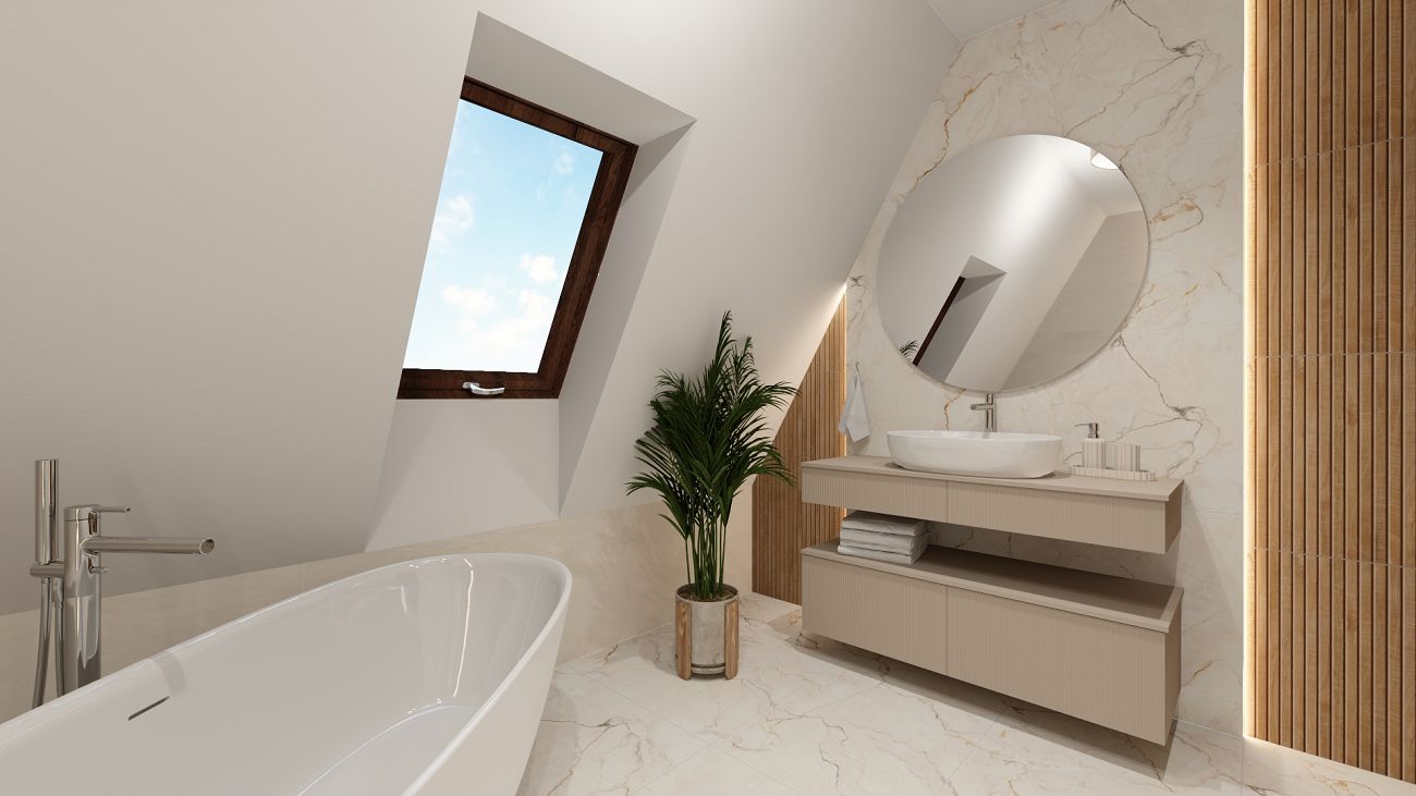 Projekt łazienki wykonany przez salon łazienek BLU Zielona Góra