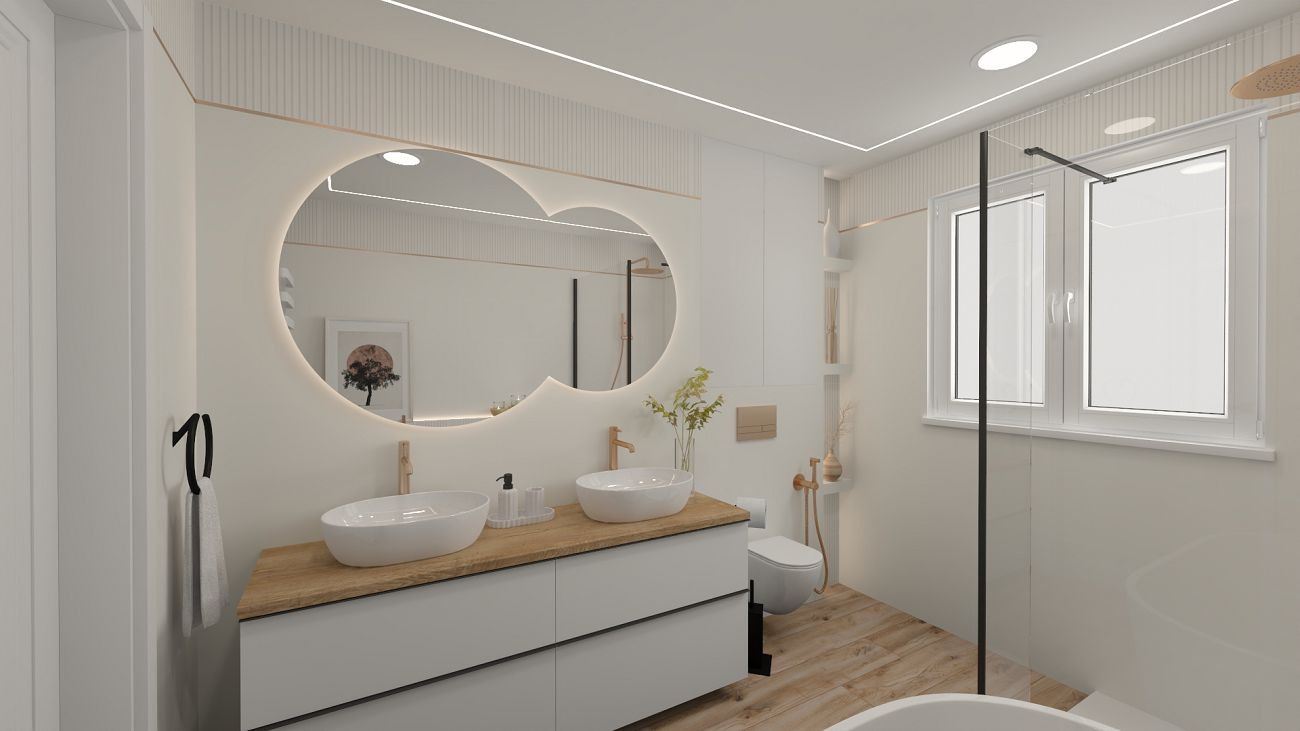 Projekt łazienki wykonany przez salon łazienek BLU Zielona Góra