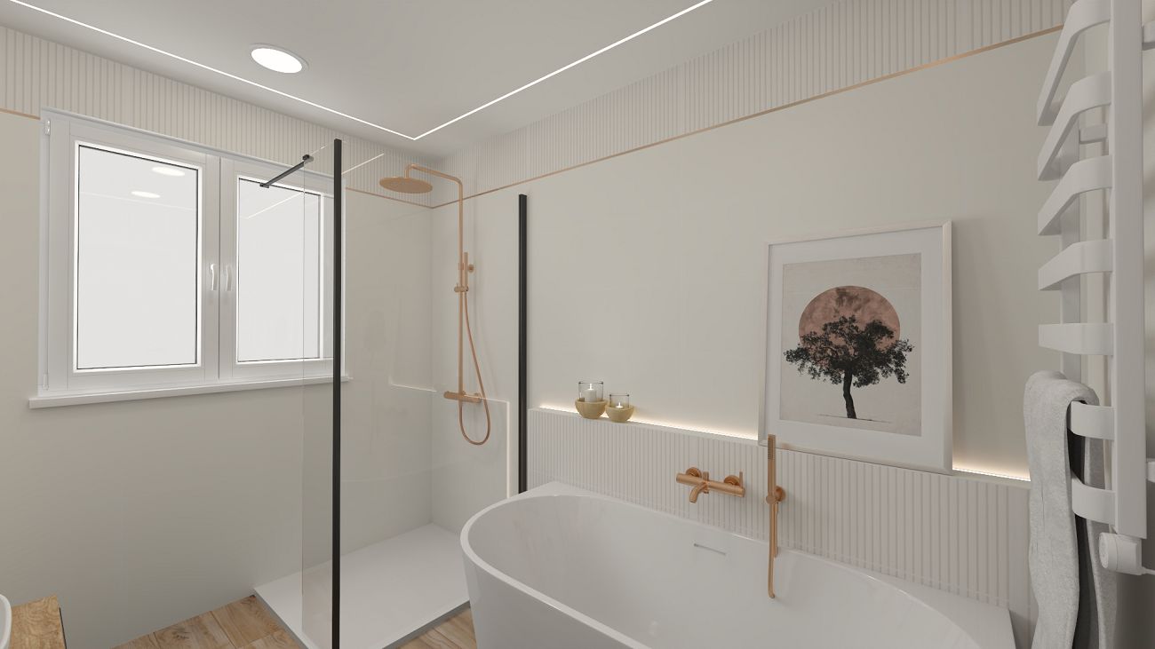 Projekt łazienki wykonany przez salon łazienek BLU Zielona Góra
