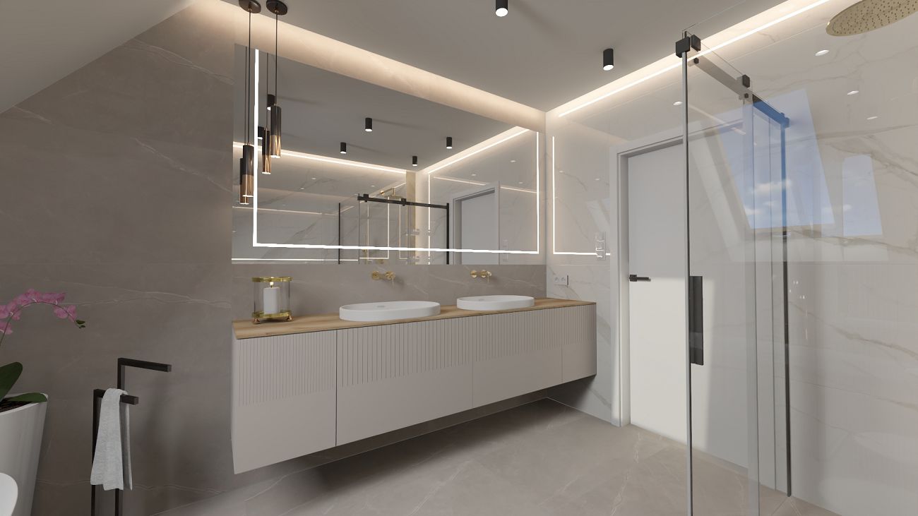 Projekt łazienki wykonany przez salon łazienek BLU Zielona Góra