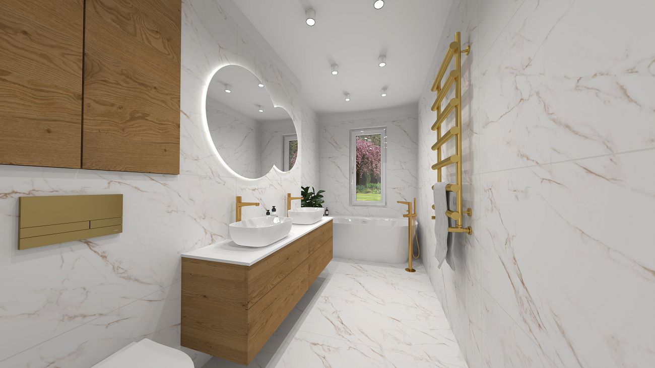 Projekt łazienki wykonany przez salon łazienek BLU Krosno 