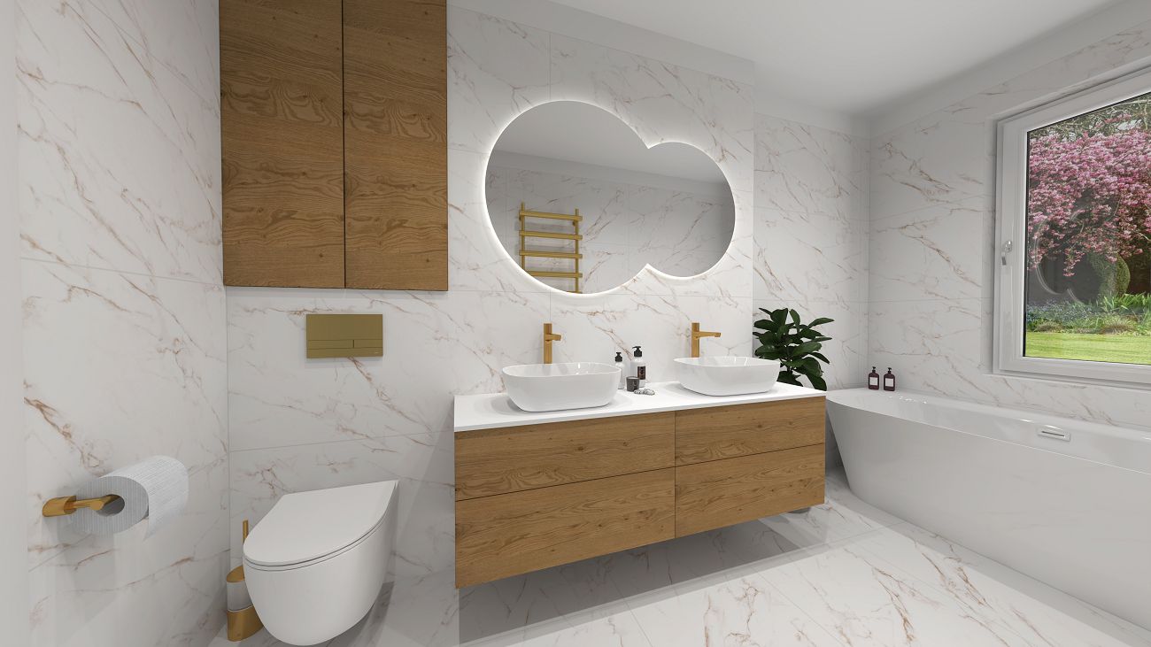 Projekt łazienki wykonany przez salon łazienek BLU Krosno 