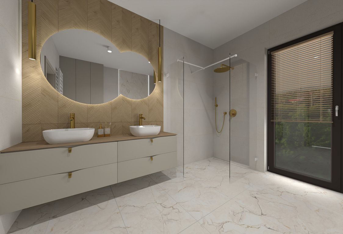 Projekt łazienki wykonany przez salon łazienek BLU Krosno 