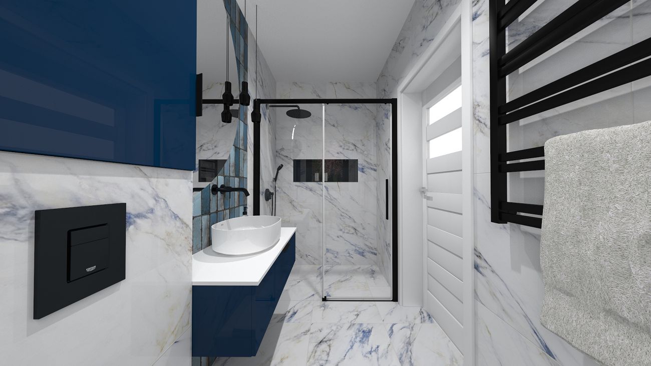 Projekt łazienki wykonany przez salon łazienek BLU Krosno 