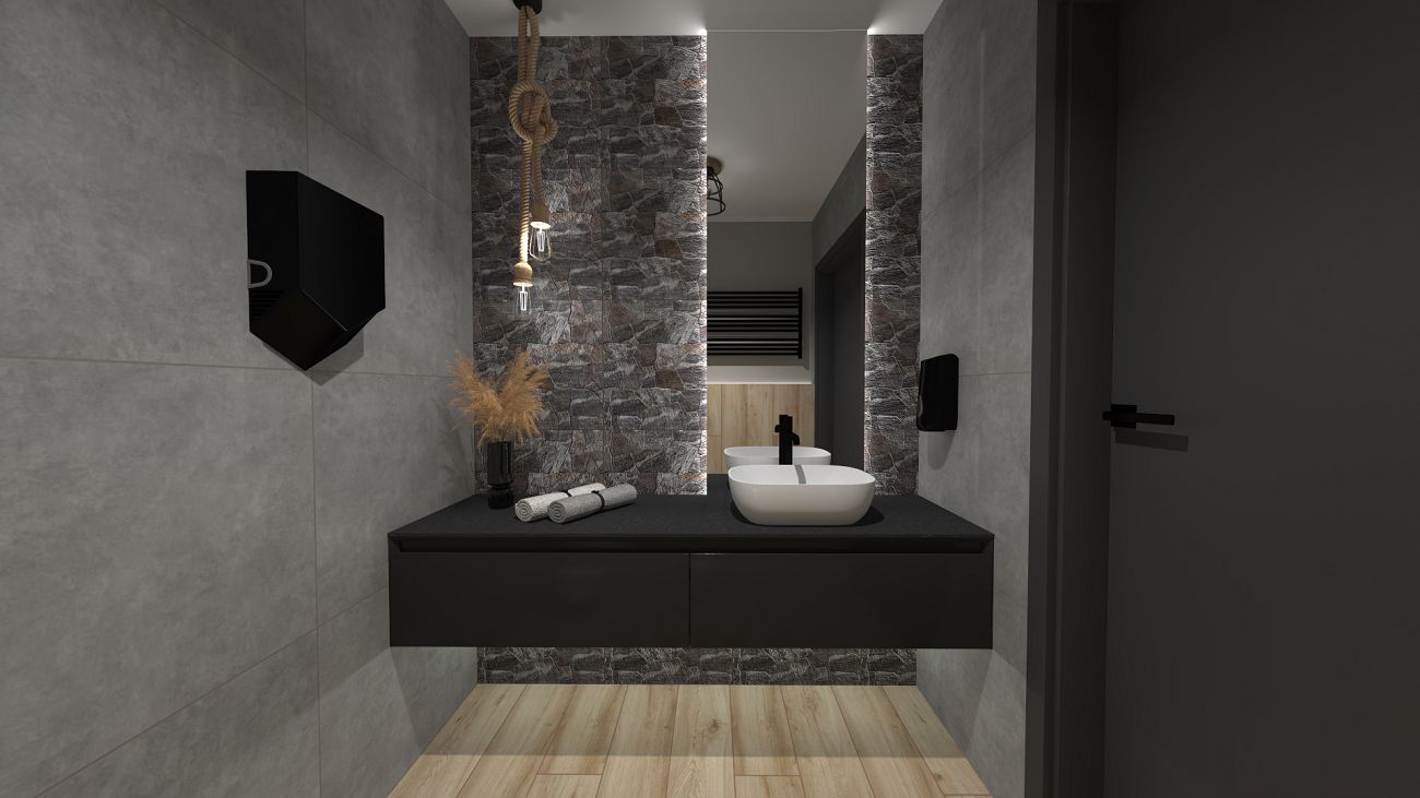 Projekt łazienki wykonany przez salon łazienek BLU Krosno 