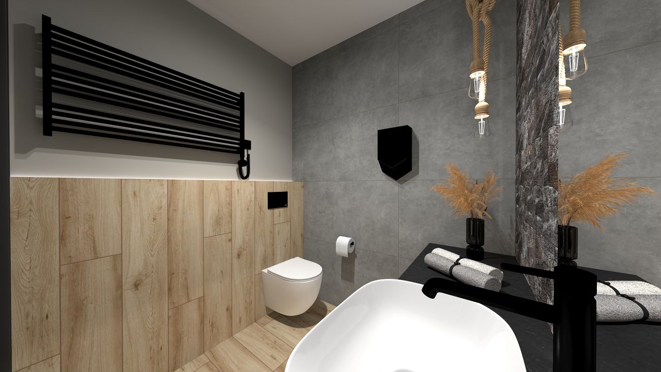 Projekt łazienki wykonany przez salon łazienek BLU Krosno 