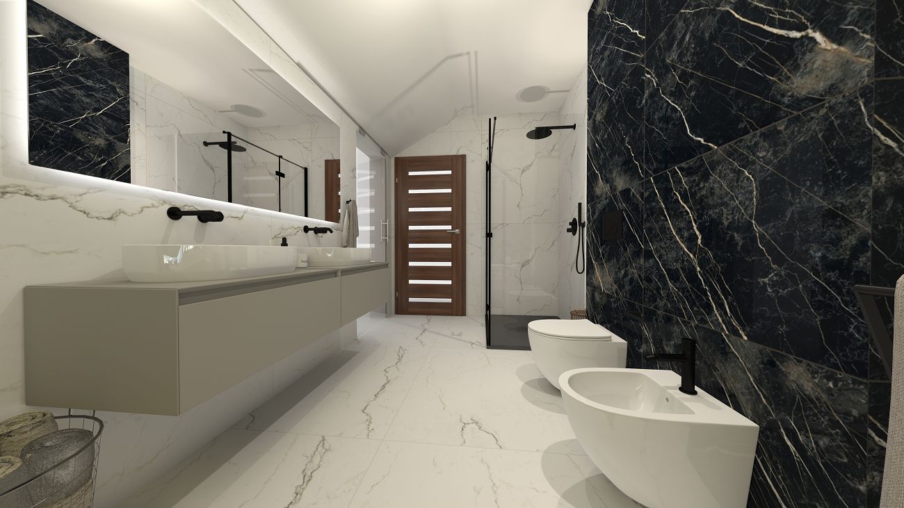 Projekt łazienki wykonany przez salon łazienek BLU Kalisz