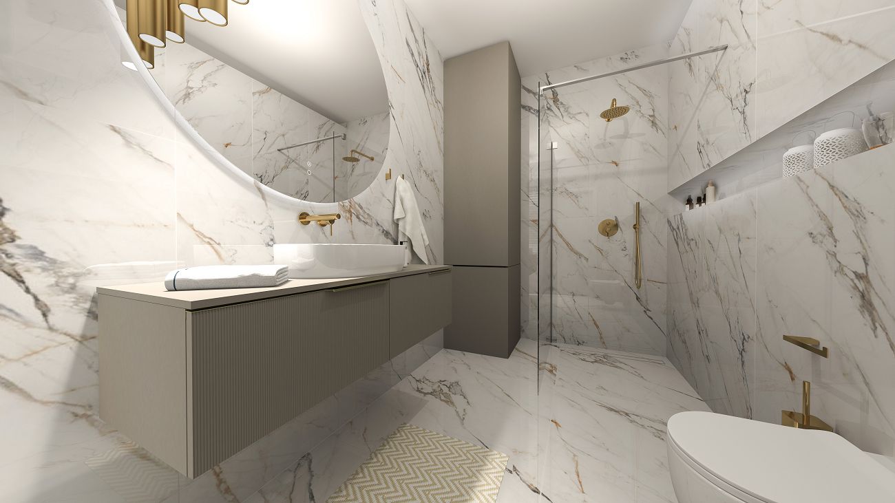 Projekt łazienki wykonany przez salon łazienek BLU Kalisz