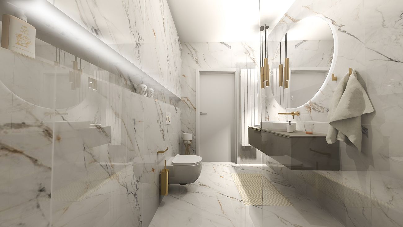 Projekt łazienki wykonany przez salon łazienek BLU Kalisz
