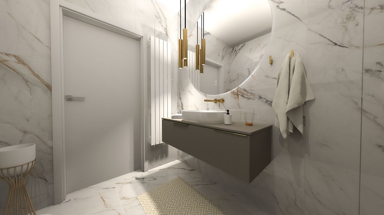 Projekt łazienki wykonany przez salon łazienek BLU Kalisz