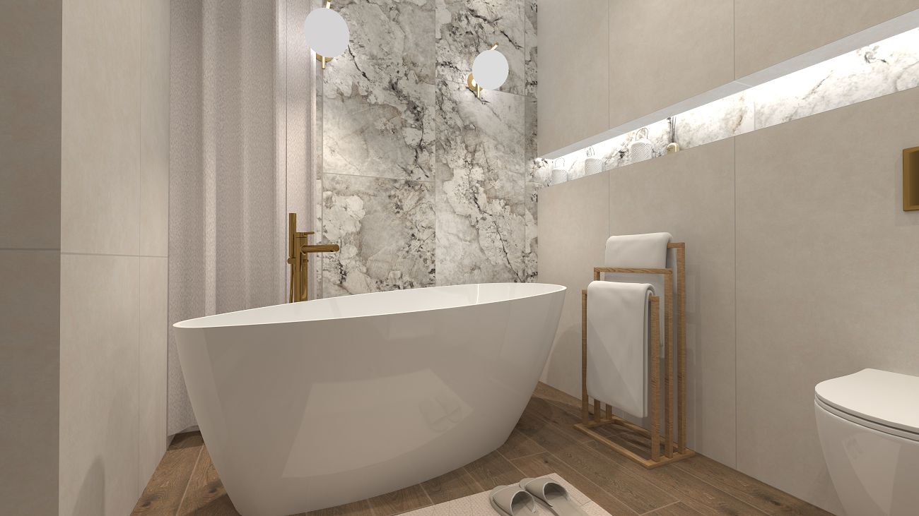 Projekt łazienki wykonany przez salon łazienek BLU Kalisz