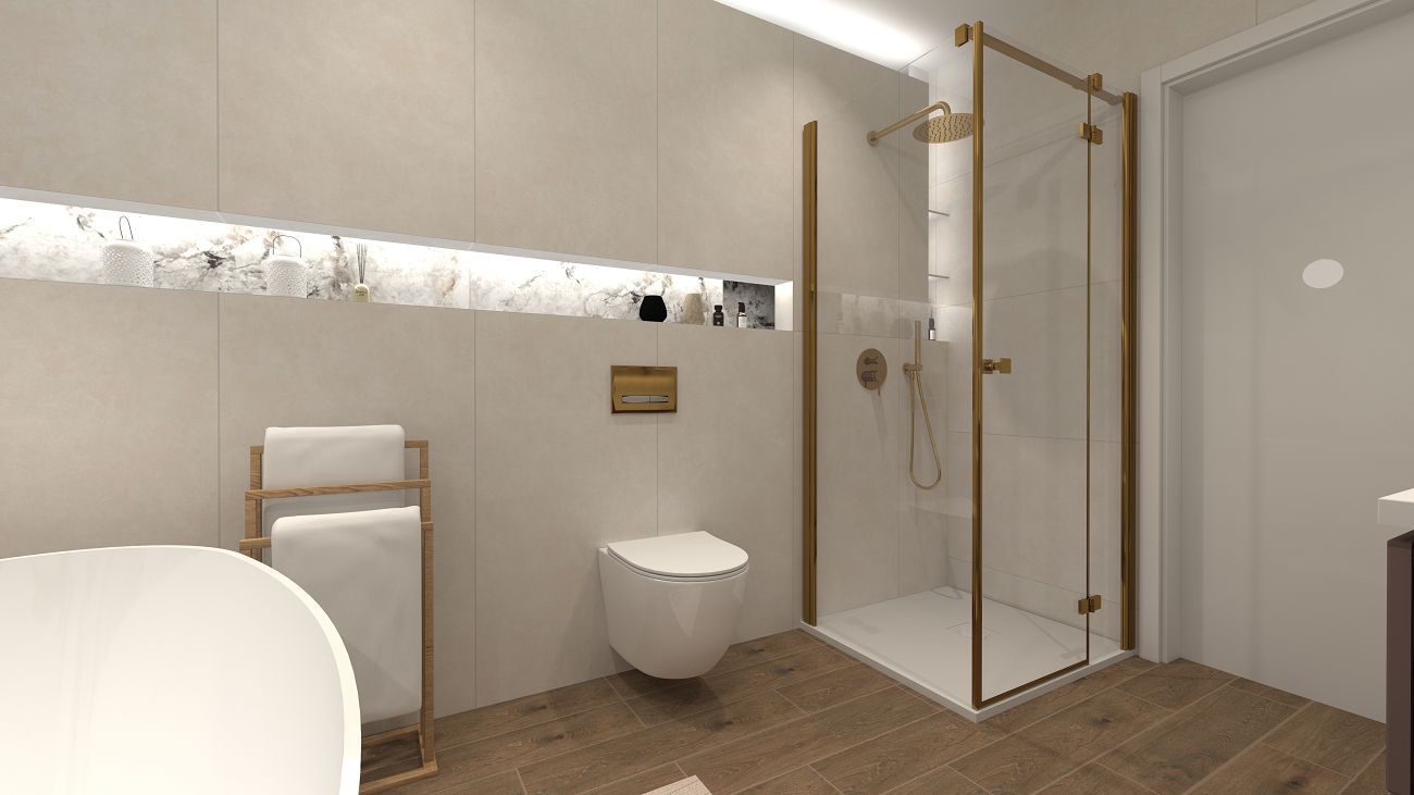 Projekt łazienki wykonany przez salon łazienek BLU Kalisz