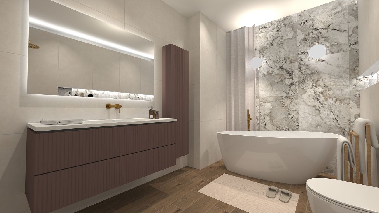 Projekt łazienki wykonany przez salon łazienek BLU Kalisz