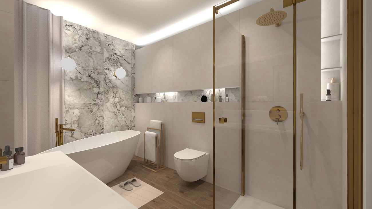 Projekt łazienki wykonany przez salon łazienek BLU Kalisz