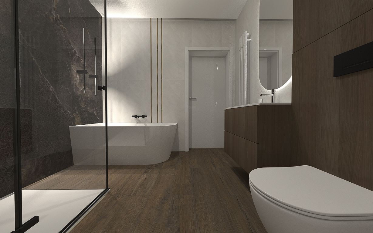 Projekt łazienki wykonany przez salon łazienek BLU Kalisz