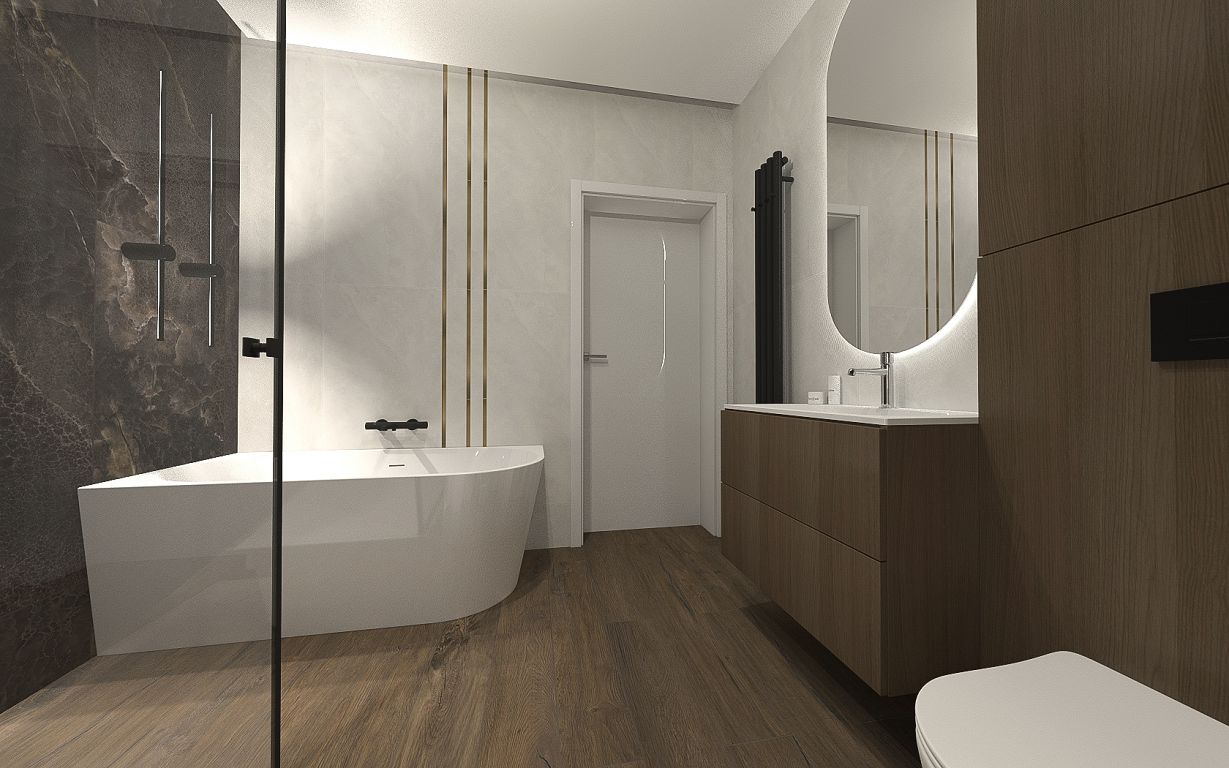 Projekt łazienki wykonany przez salon łazienek BLU Kalisz
