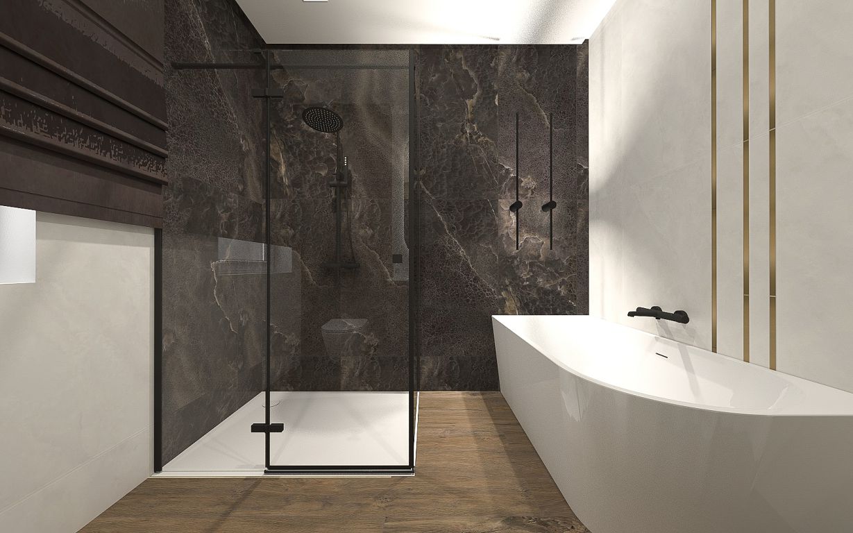 Projekt łazienki wykonany przez salon łazienek BLU Kalisz