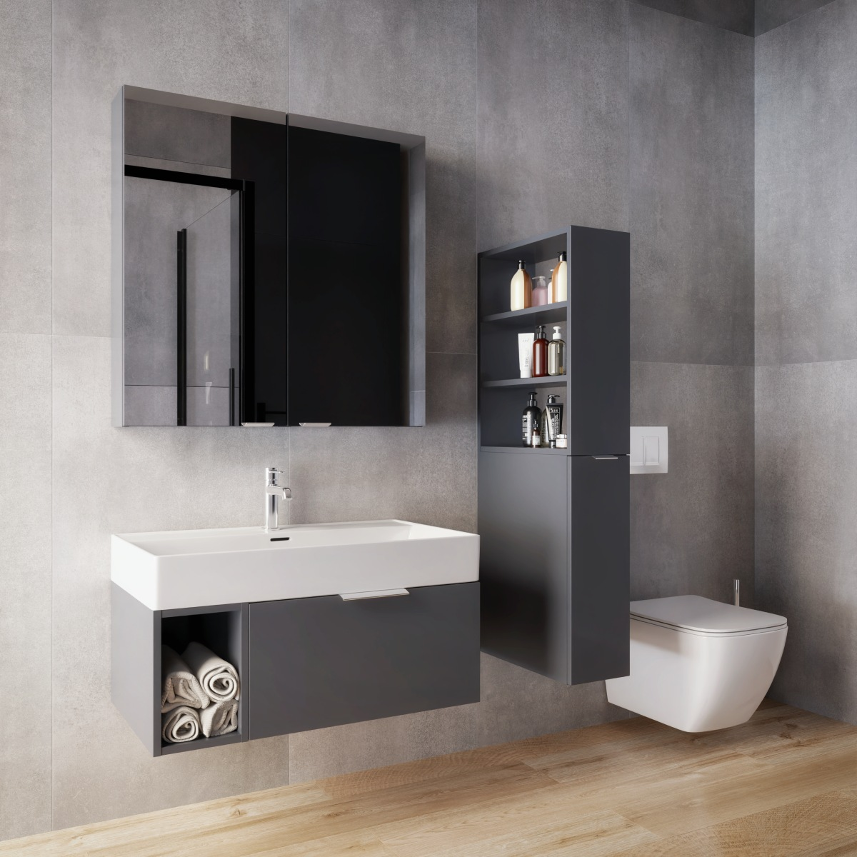 Nowoczesne meble modułowe IÖ Modular w minimalistycznej łazience