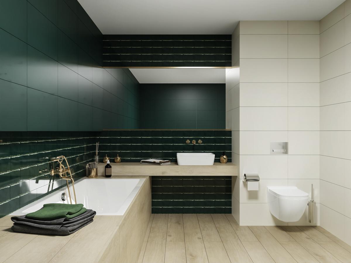 Aranżacja naturalistycznej łazienki w odcieniach zieleni - BLU Salony Łazienek
