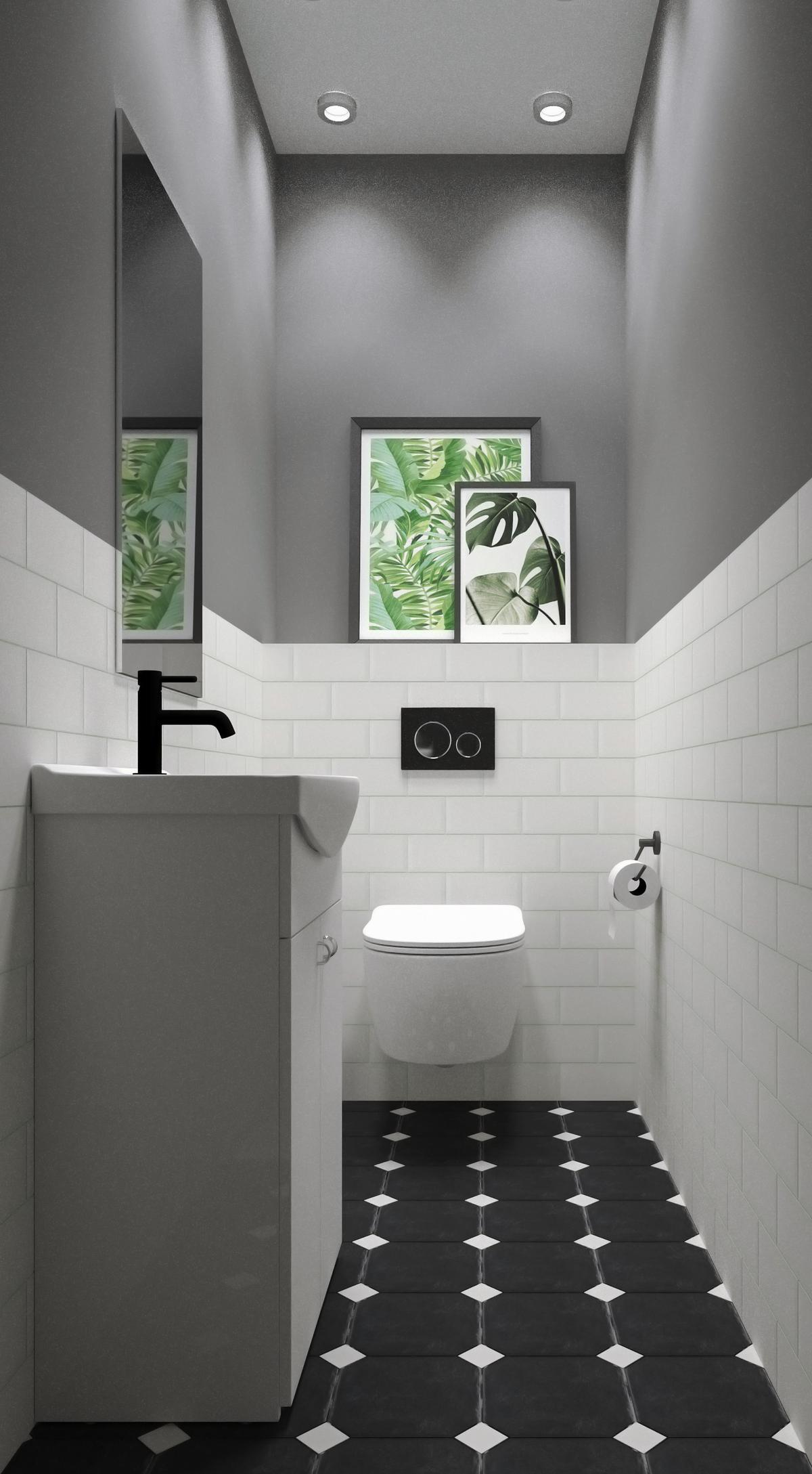 Mała toaleta z zielonym akcentem - BLU Salony Łazienek