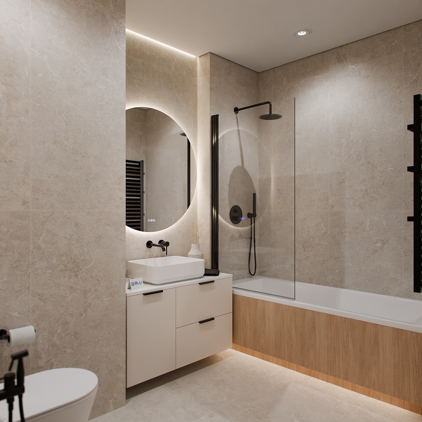 Łazienka 4,79m2 z płytkami Azario Charonne Ivory