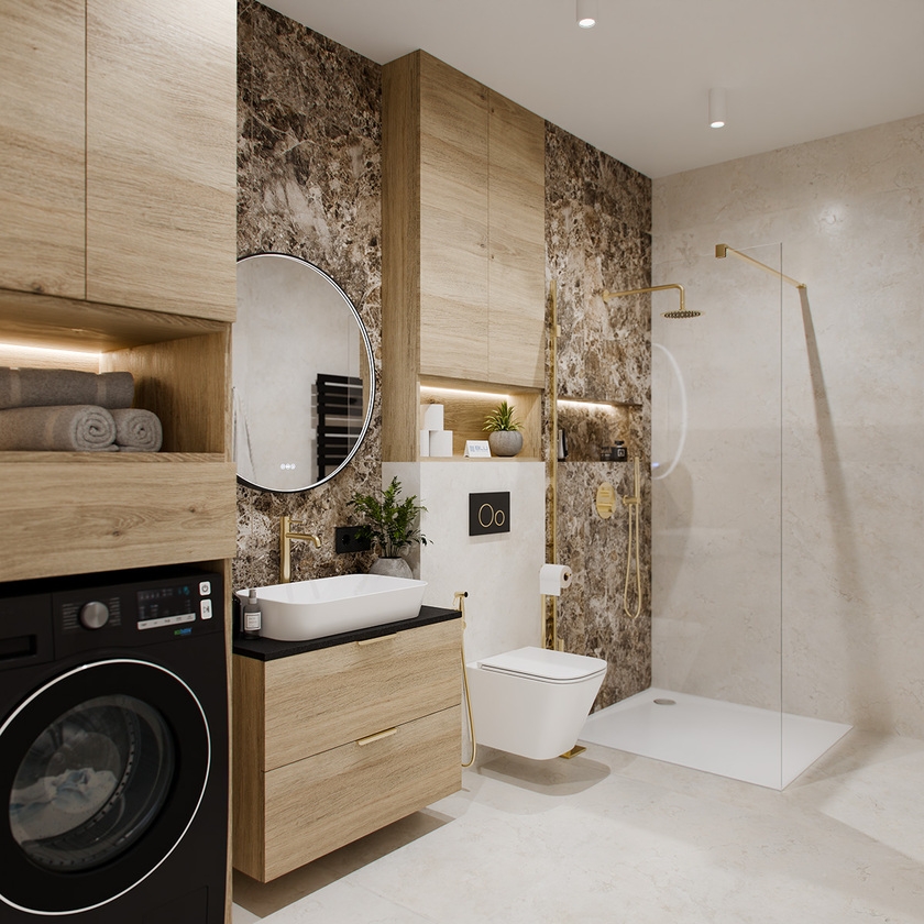 Zabudowa pralki w łazience 6,2m2
