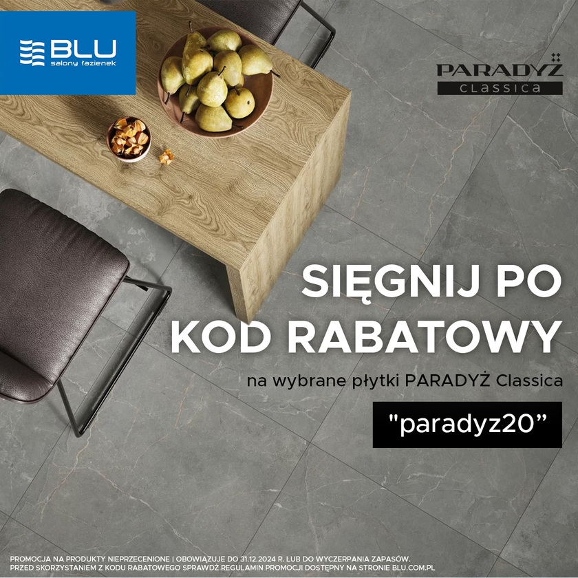 Kod rabatowy -20% na wybrane płytki Paradyż Classica