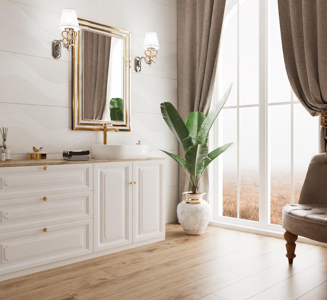 Paryska inspiracja z płytkami Opoczno Coffee Foam White Structure - BLU Salony Łazienek