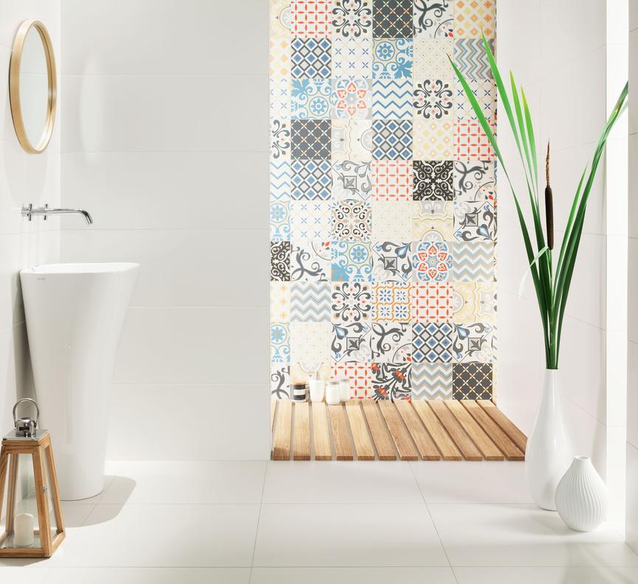 Patchwork w białej oprawie w kolekcji Tubądzin Unit Plus - BLU Salony Łazienek
