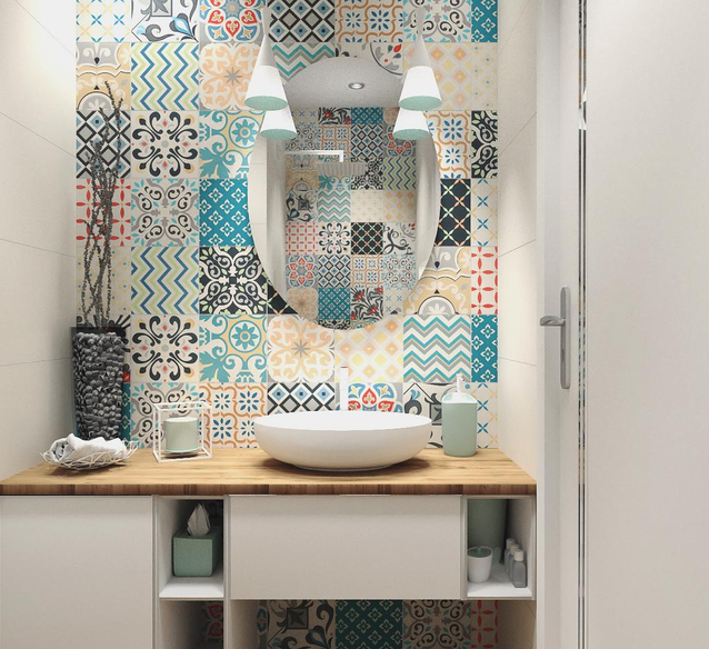 Patchwork w małej łazience - Tubądzin Unit Plus - BLU Salony Łazienek